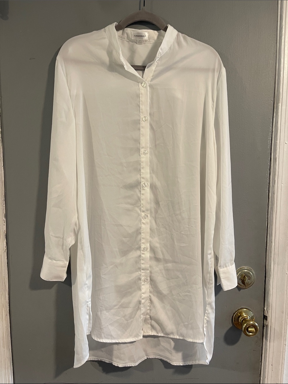 Summersalt Women's Short Effortless‎ Shirt Dress Swim Cover-up White Sand Size M